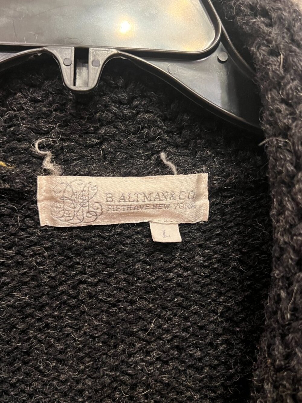 Men’s Vintage B. Altman Wool Dark Gray Cardigan Sweater - Size Large - Picture 3 of 9